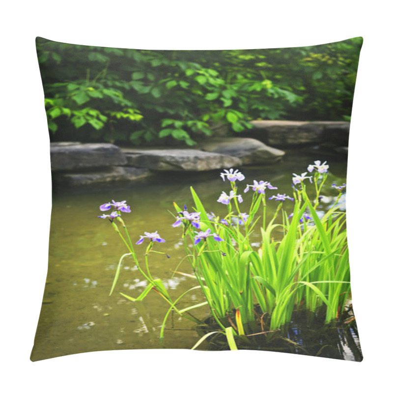 Personality  Purple Irises In Pond Pillow Covers