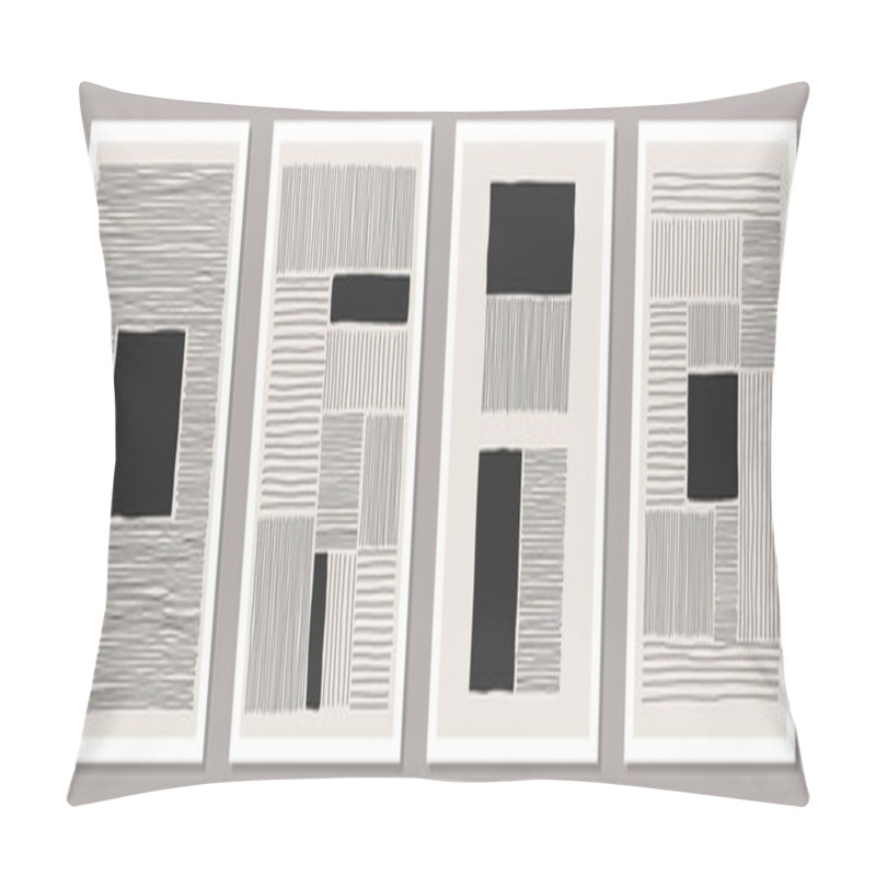 Personality  Trendy Set Of Abstract Creative Minimalist Artistic Hand Drawn Composition Pillow Covers