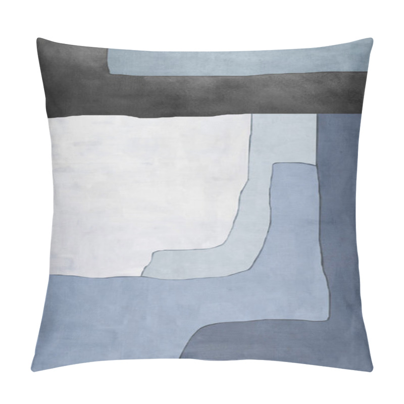 Personality  Abstract Blue Geometric Oil Painting With Gray Background. Pillow Covers