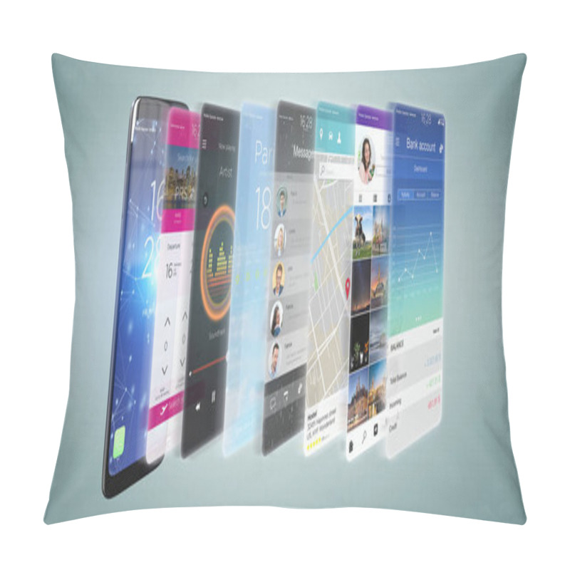 Personality  View Of A 3d Rendering App Template On A Smartphone Pillow Covers