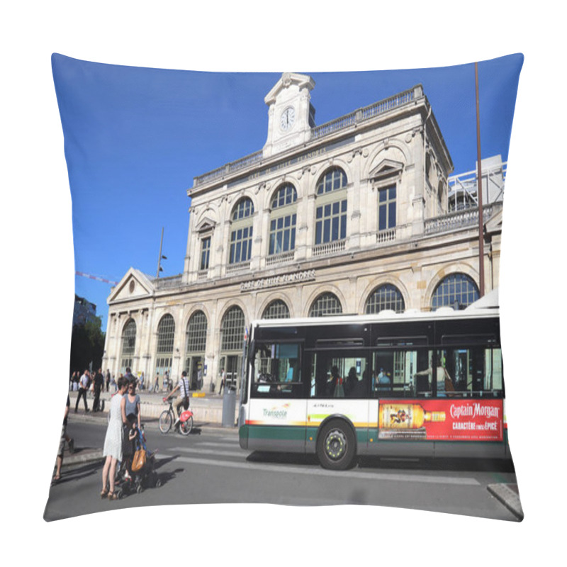 Personality  Bus At The Railway Station Of Lille, France Pillow Covers