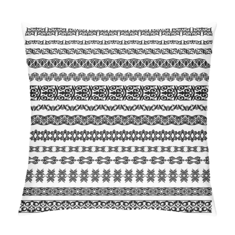 Personality  Set Of 14 Vector Borders, Dividers And Frames Of Kazakh, Kyrgiz And Uzbek National Muslim Islamic Ornament Pillow Covers