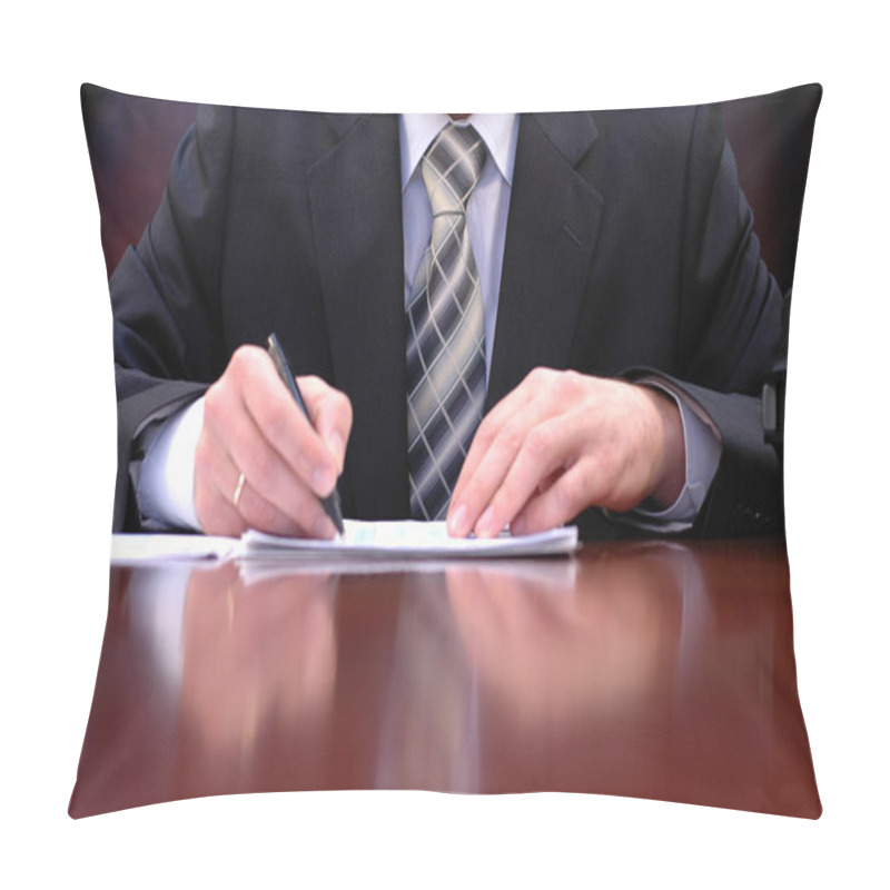 Personality  Businessman Is Signing A Contract Pillow Covers