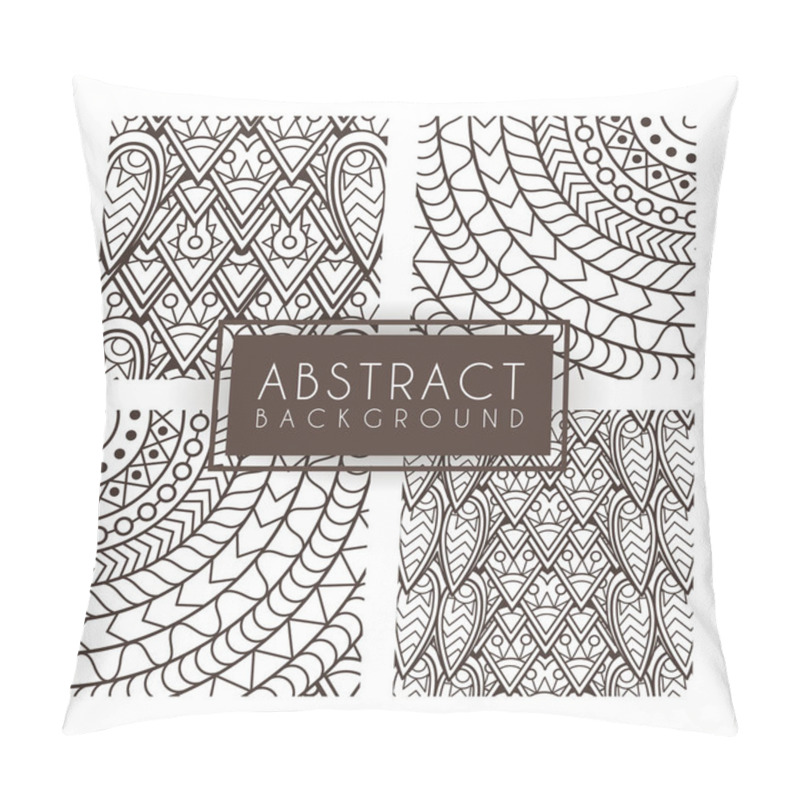 Personality  Set Of Four Vector Monochrome Intricate Patterns. Doodle. Zentangle. Monochromatic Pillow Covers