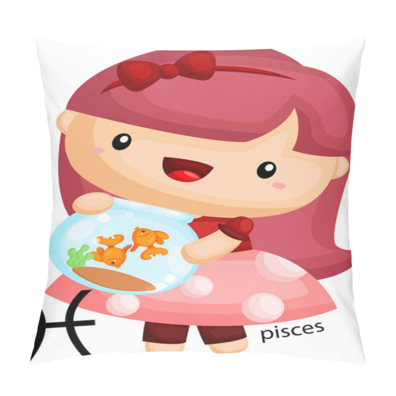 Personality  A Pisces Sign Portrayed By A Girl Holding A Goldfish Pillow Covers