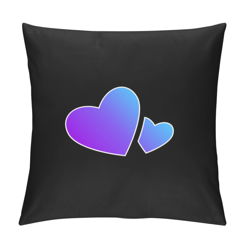 Personality  Big And Small Hearts Blue Gradient Vector Icon Pillow Covers