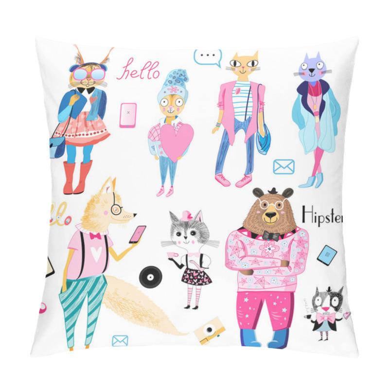 Personality  Set Of Animals Hipsters Pillow Covers