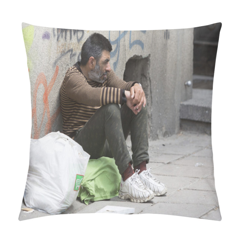 Personality  Homeless Desperate Beggar Begging Pillow Covers