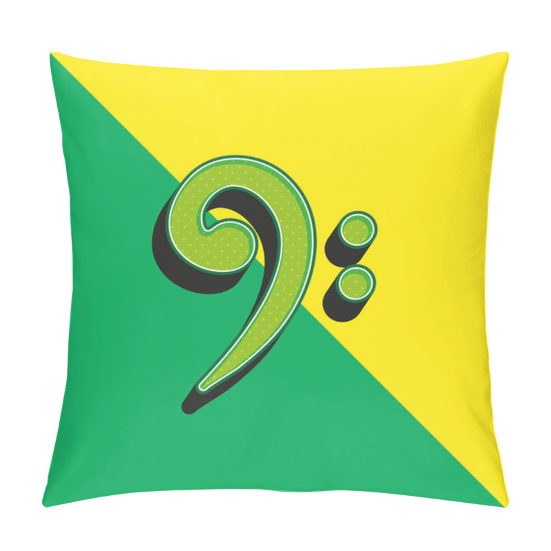 Personality  Bass Clef Green And Yellow Modern 3d Vector Icon Logo Pillow Covers