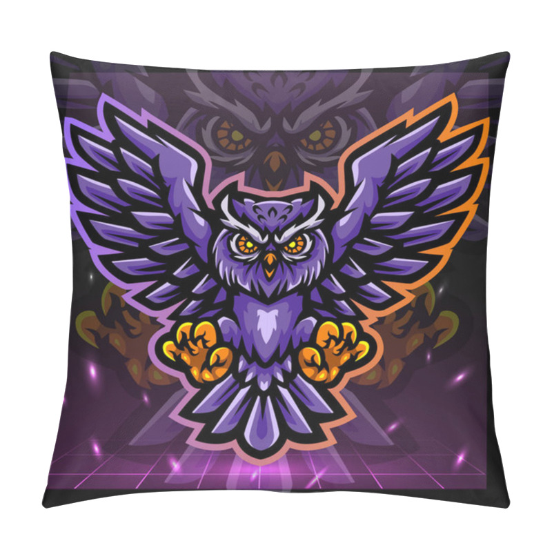 Personality  Owl Bird Mascot.esport Logo Design Pillow Covers