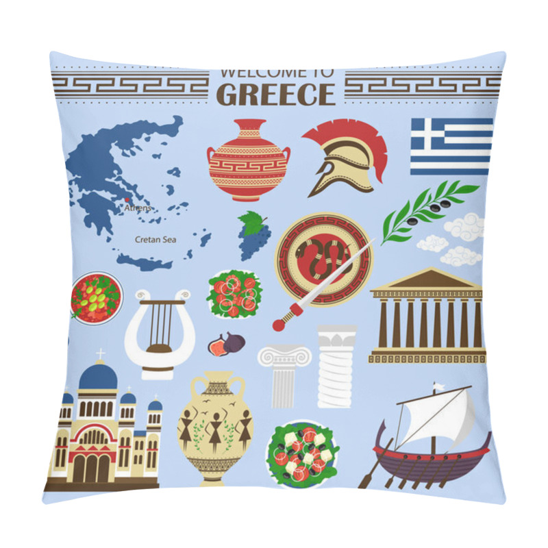 Personality  Travel Concept Greece Pillow Covers