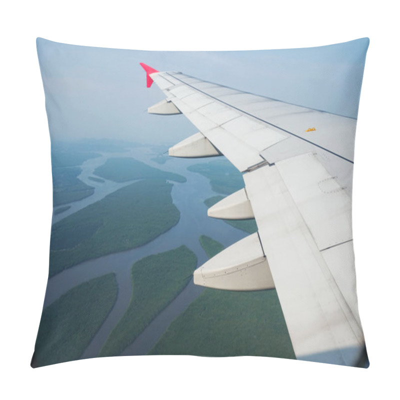 Personality  View From Airplane Window. Wing Of An Airplane Flying Above The  Pillow Covers