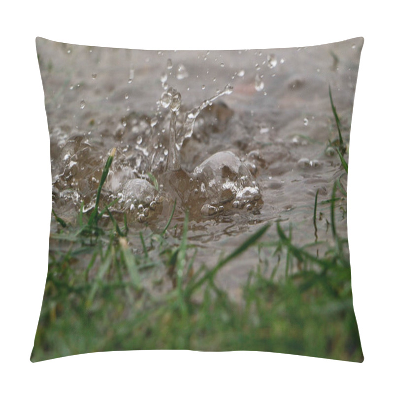 Personality  Rain Is Falling In A Puddle In The Garden Pillow Covers