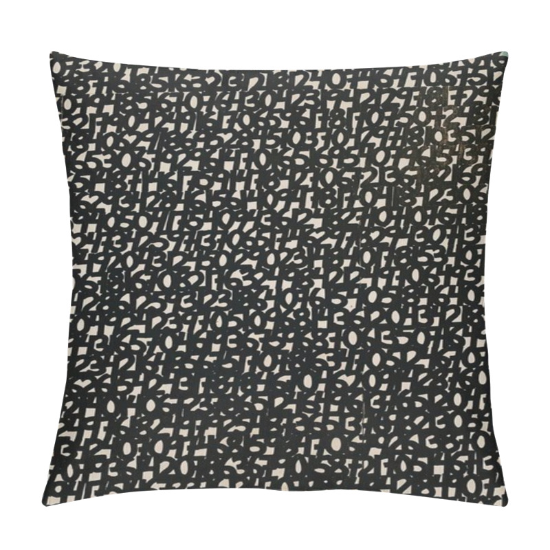 Personality  Abstract Black And White Composition Featuring Stylized Text Elements. Pillow Covers