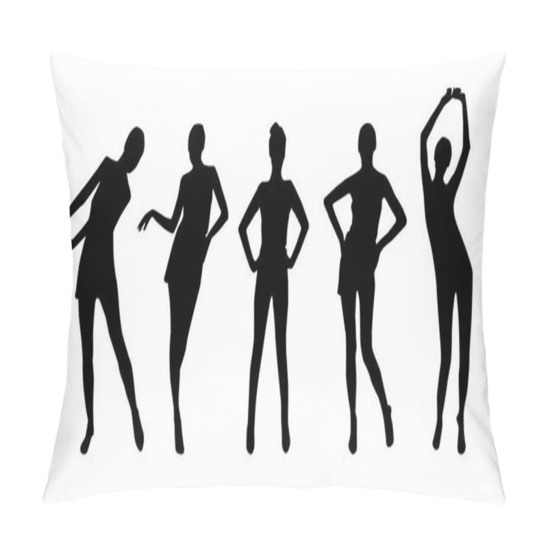 Personality  Set Of Posing Women Black Silhouettes Pillow Covers