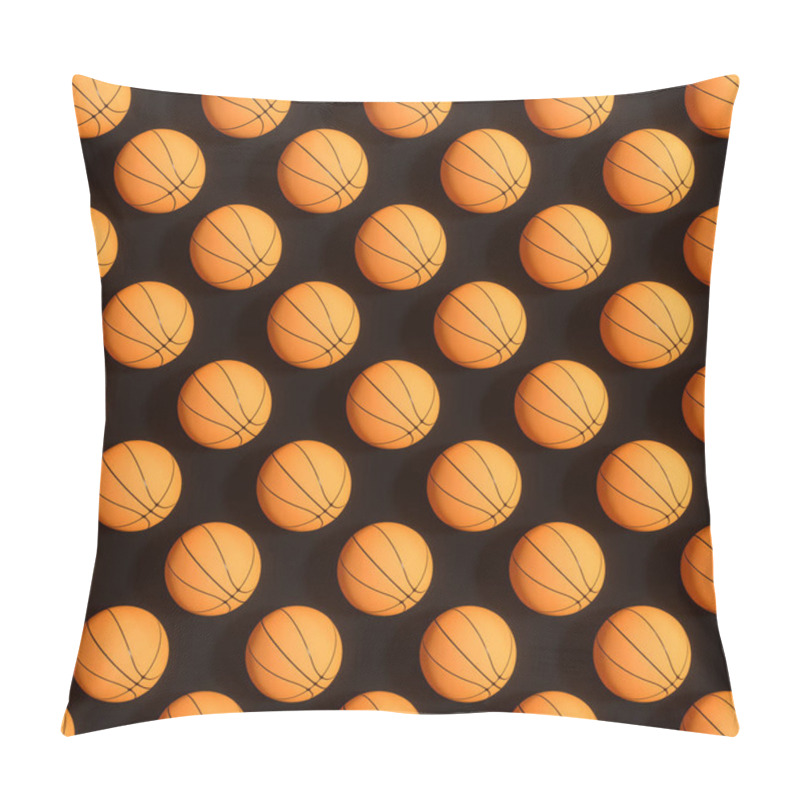 Personality  Repeating Sports Ball Pattern With Black Background, 3d Rendering. Computer Digital Drawing. Pillow Covers