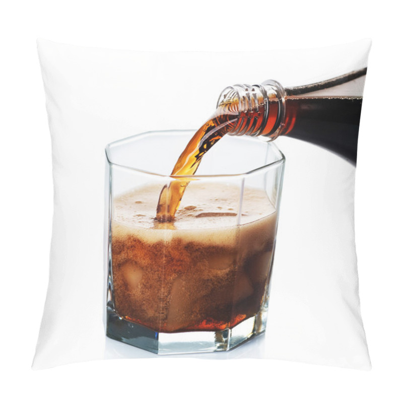 Personality  Pouring Cola Isolated On White Pillow Covers