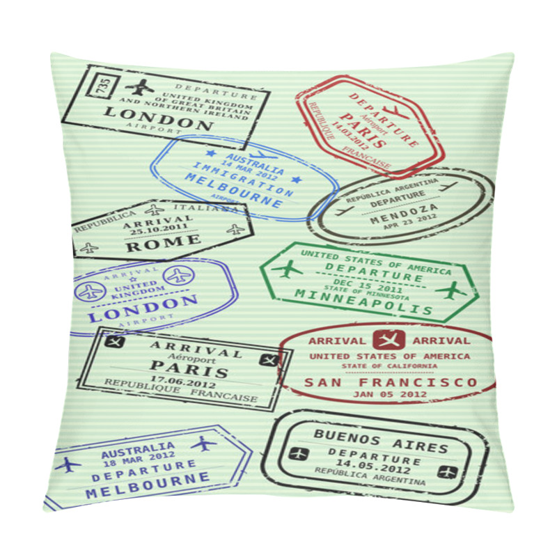 Personality  Passport Stamps Pillow Covers