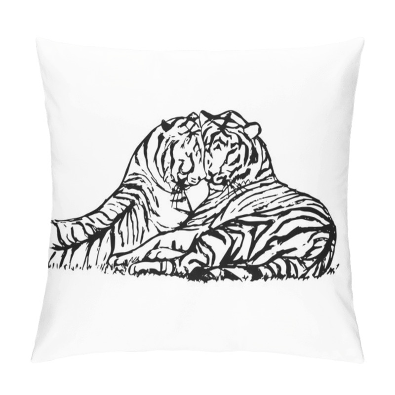 Personality  Two Tiger Lovers Pillow Covers