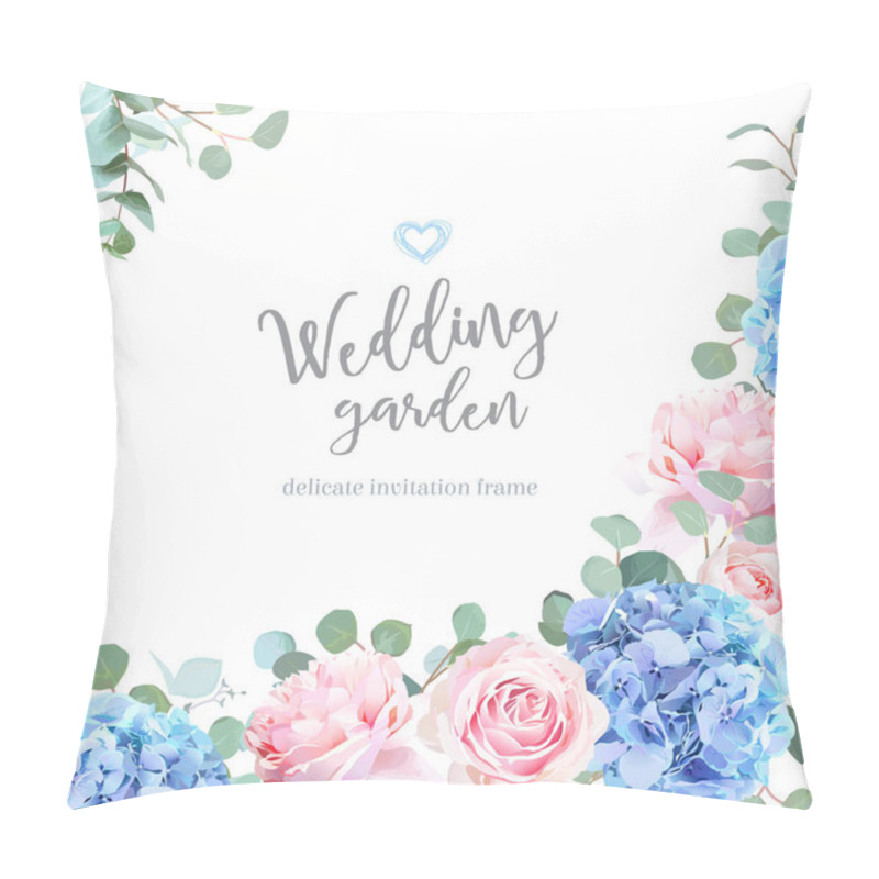 Personality  Blue Hydrangea, Pink Rose, Silver Dollar Eucalyptus Pillow Covers