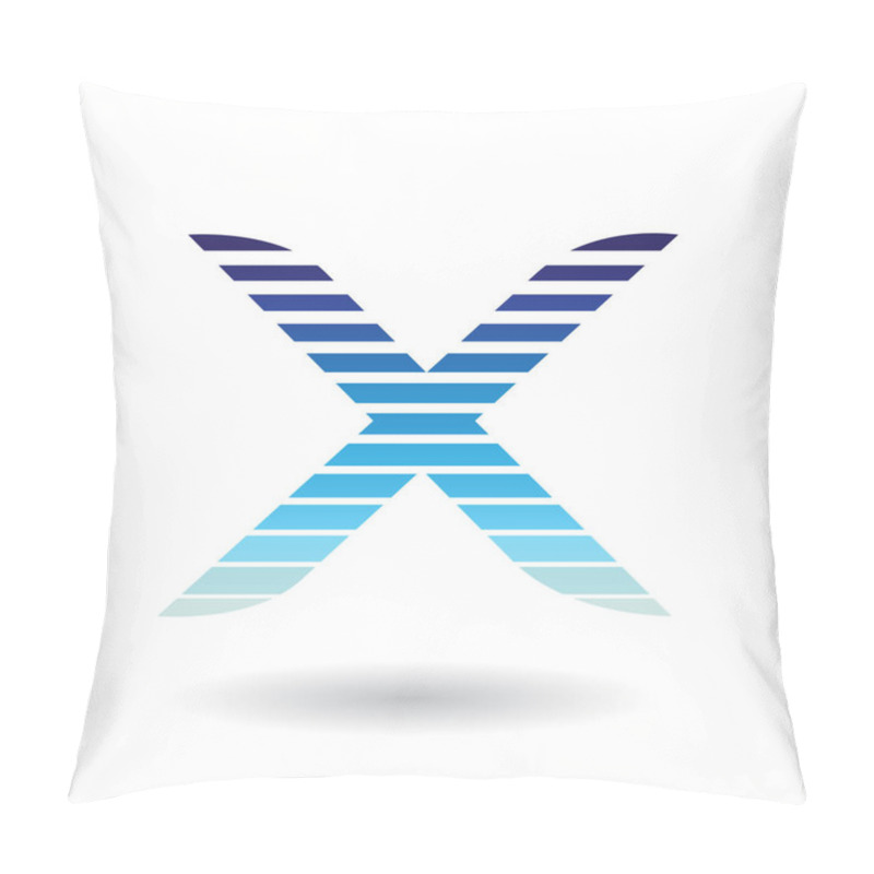 Personality  Vector Illustration Of A Rounded Striped Blue Icon For Letter X  Pillow Covers