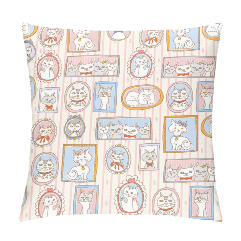 Personality  Cute Cats Portraits Seamless Pattern Pillow Covers