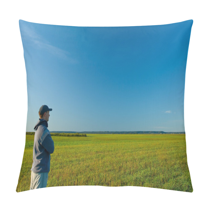 Personality  Man Standing On Field Pillow Covers