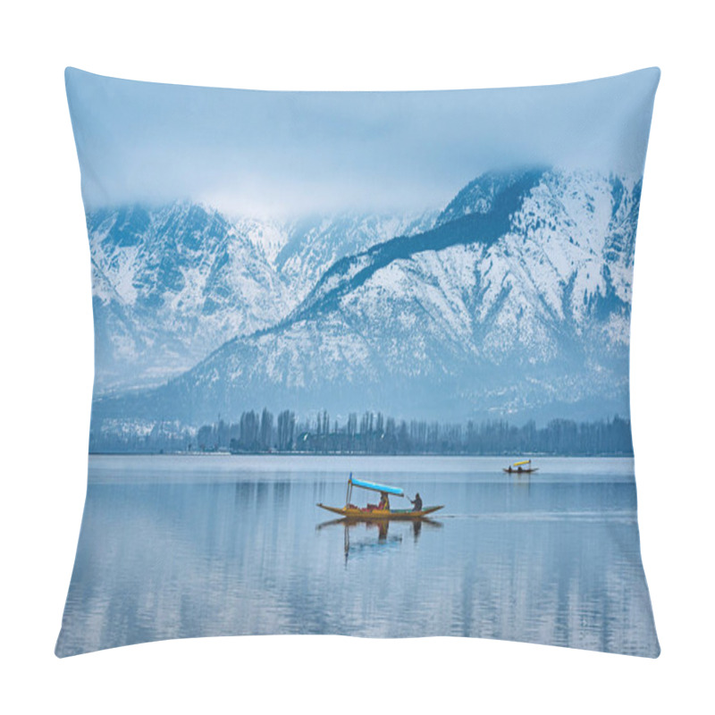 Personality  A View Of Dal Lake In Winter, And The Beautiful Mountain Range In The Background In The City Of Srinagar, Kashmir, India. Pillow Covers