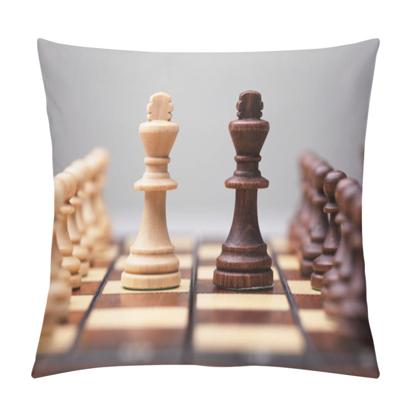 Personality  Brown And White King Chess Piece On Board Game Pillow Covers