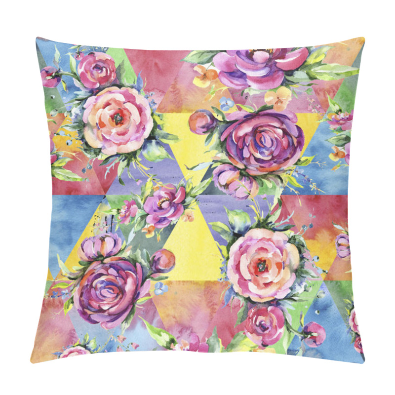 Personality  Watercolor Bouquet Pink Peony Flowes. Floral Botanical Flower.Seamless Background Pattern. Pillow Covers