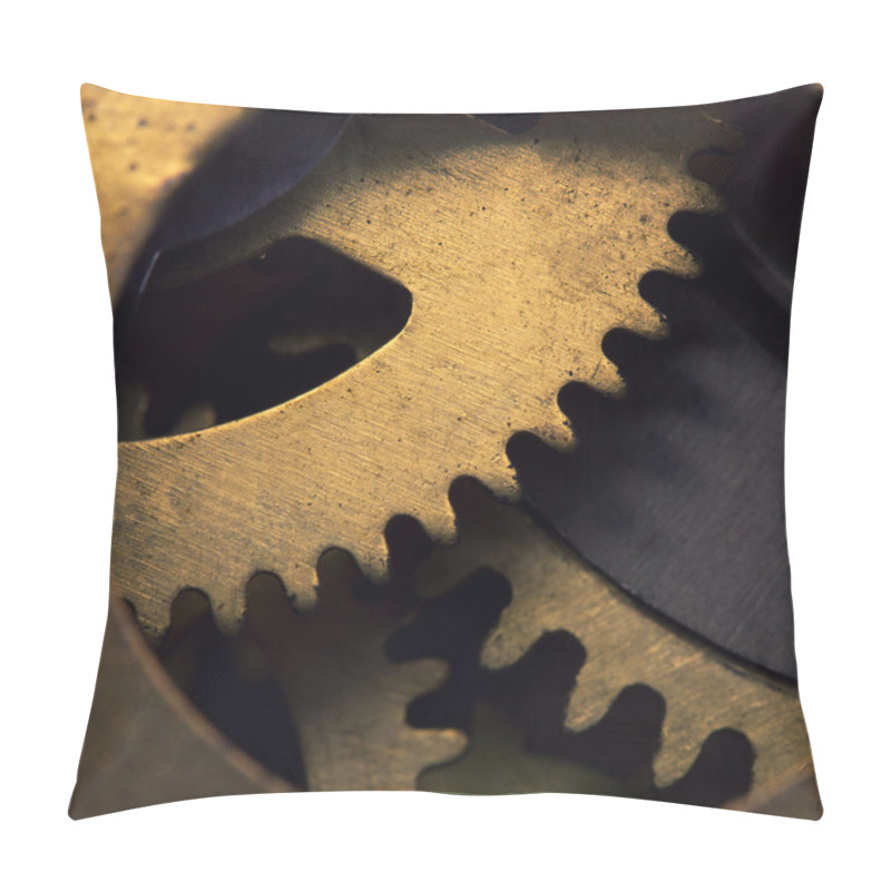 Personality  Closeup Of Gears Inside Old Clock Mechanism Pillow Covers