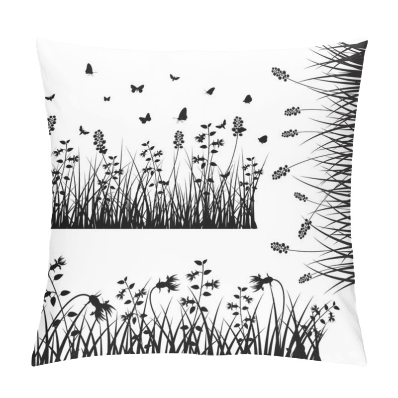 Personality  Set Of Flourish Grass Silhouettes Elements Pillow Covers