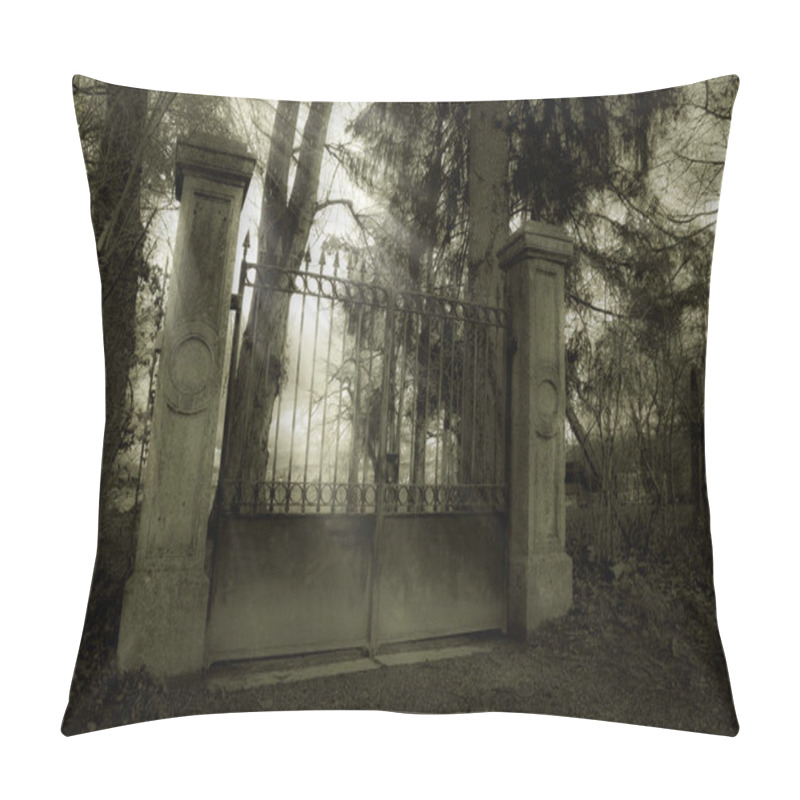 Personality  Spooky Halloween Scene With Scary Black And White Pillow Covers