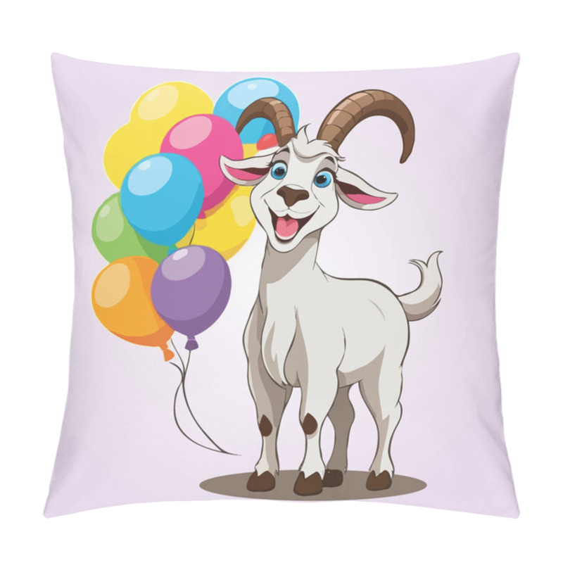 Personality  Illustration Of A Happy Goat With A Big Smile On A White Background Pillow Covers