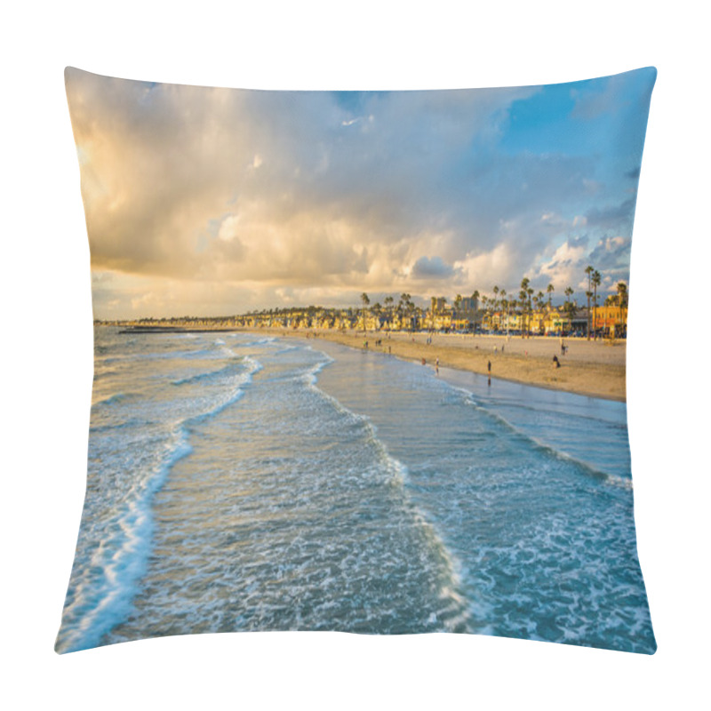 Personality  Waves In The Pacific Ocean And View Of The Beach At Sunset, In N Pillow Covers