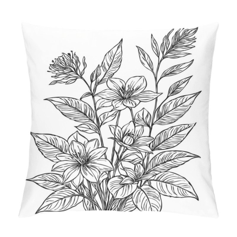 Personality  Black And White Botanical Pattern. For Use In Graphics, Materials. Abstract Plant Shapes. Minimalist Illustration For Printing On Wall Decorations. Pillow Covers