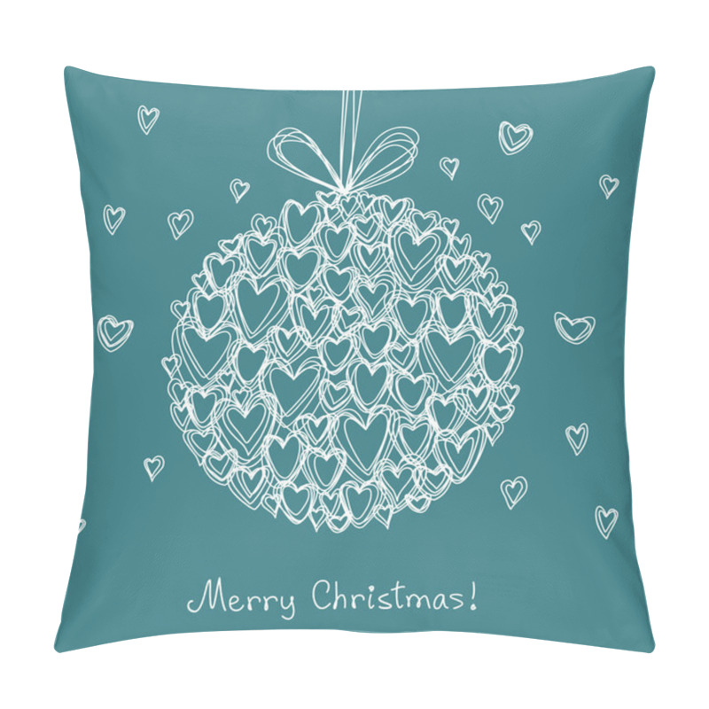 Personality  Christmas Ball Made From Small Hearts Of Doodles Pillow Covers