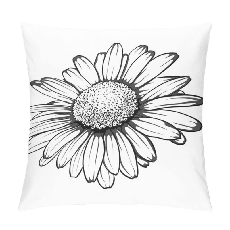 Personality  Beautiful Monochrome, Black And White Daisy Flower Isolated. Pillow Covers