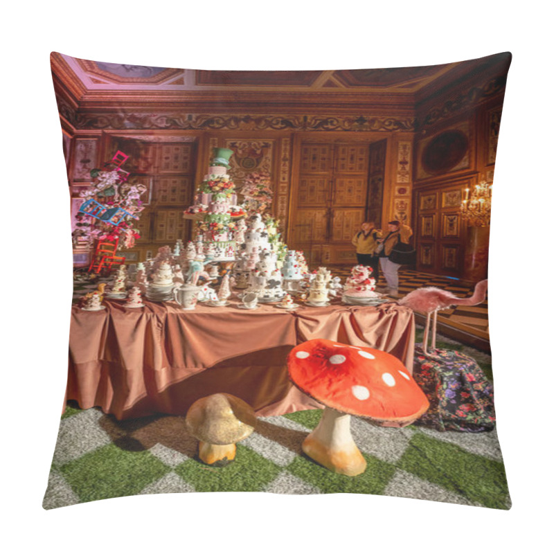 Personality  Maincy, France - 11 29 2024: Le Grand Noel. View Of A Fairy Tale Journey Alice In Wonderland Pillow Covers