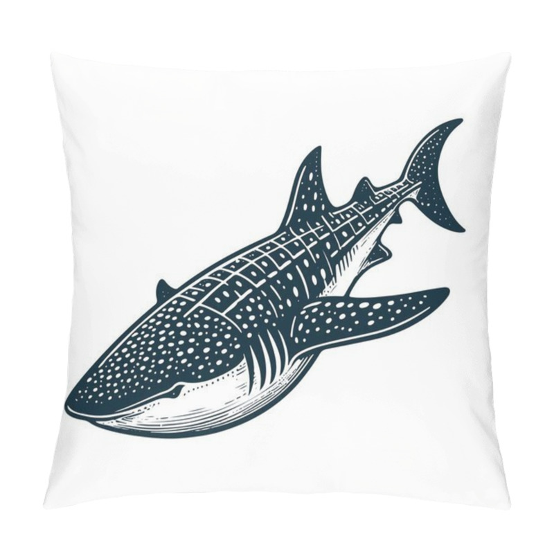 Personality  Whale Shark Hand Drawn Vector Illustration Pillow Covers