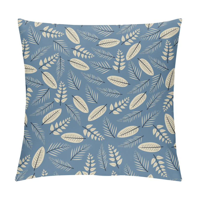 Personality  Floral Seamless Pattern. Monochromatic Foliage Surface Design Of Palm Leaves And Branchlets Pillow Covers