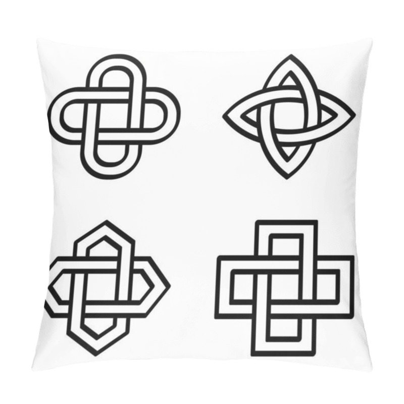 Personality  Vector Monochrome Icon Set With Ancient  Decorative Motif Solomon's Knot For Your Project Pillow Covers