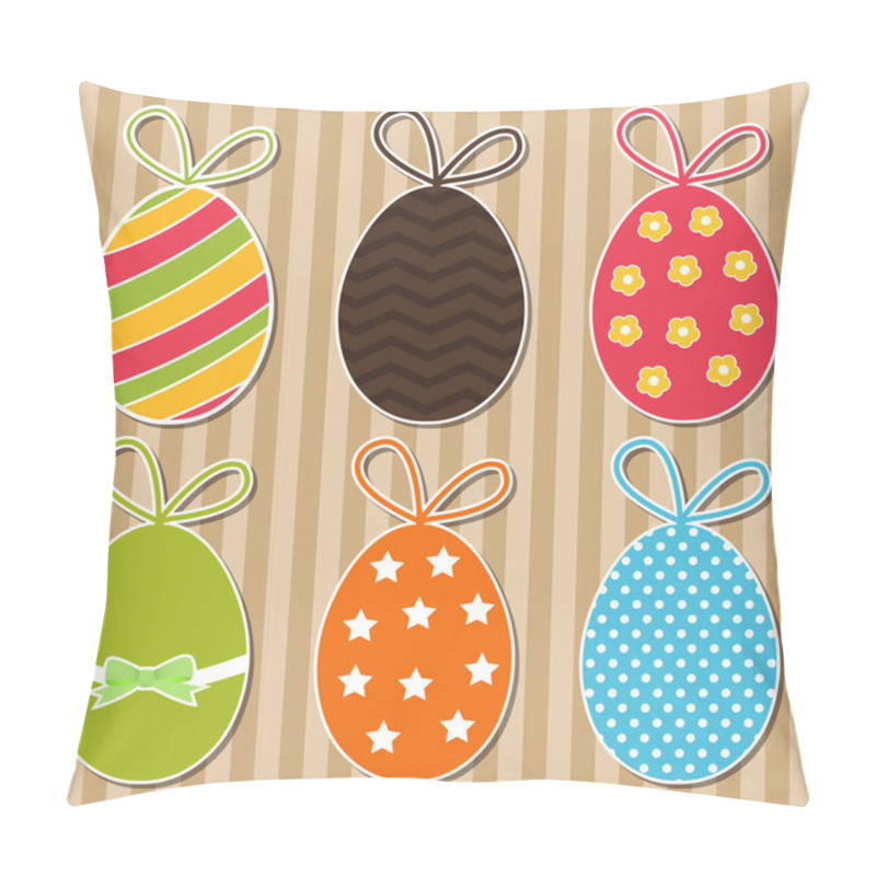 Personality  Bright Easter Eggs Card. Vector Pillow Covers