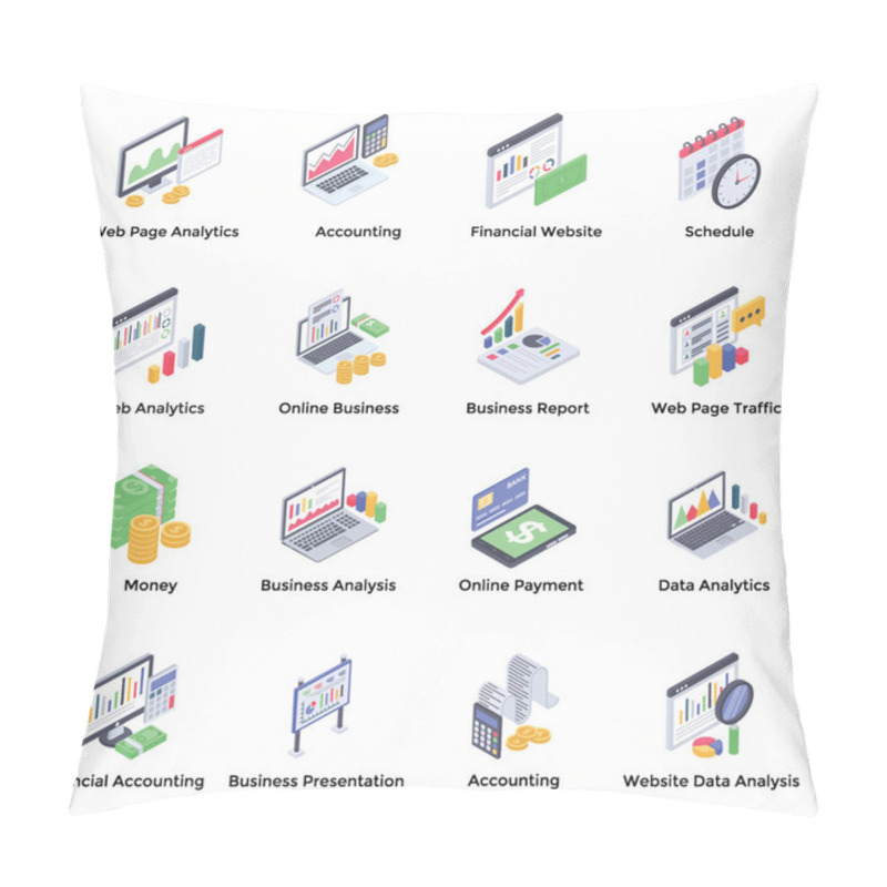 Personality  Business Isometric Icons Pack  Pillow Covers