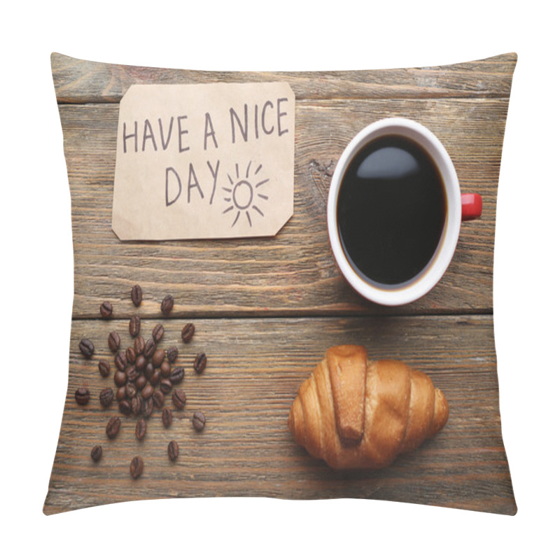 Personality  Cup Of Coffee And Fresh Croissant Pillow Covers