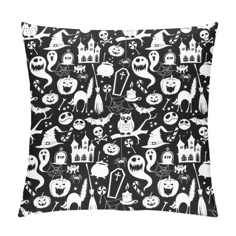 Personality  Black And White Seamless Background Abstract Pattern For Hallowe Pillow Covers