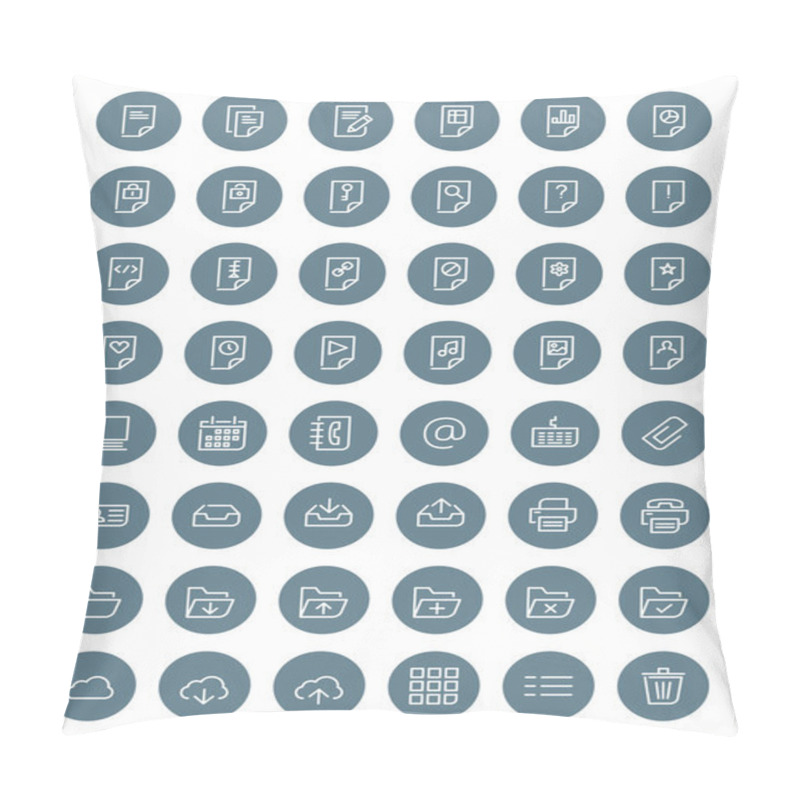 Personality  Thin Line Document Icons Set For Web And Mobile Apps. White And Gray Colors Flat Design. Document, File, Folder, Cloud, Printer, Archive Pillow Covers