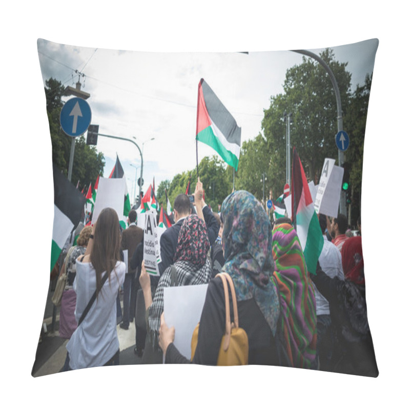 Personality  Pro Palestine Manifestation In Milan On July, 26 2014 Pillow Covers