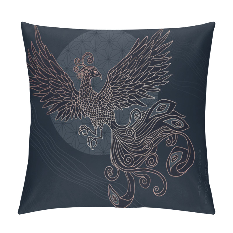 Personality  Abstract Illustration Of Mythological Bird Phoenix Fenghuang Pillow Covers