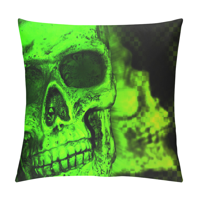 Personality  Green Skull Scary Background Pillow Covers